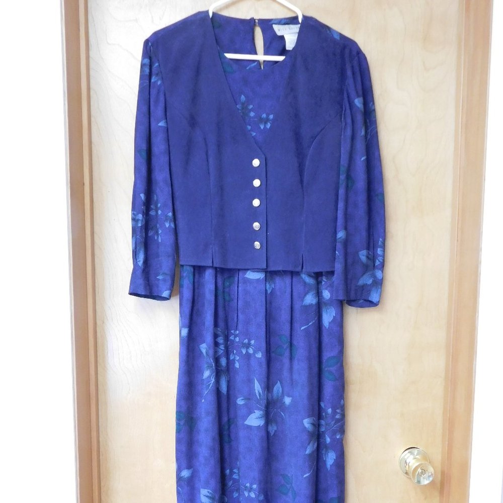 Vintage Purple Floral Long Dress with Vest